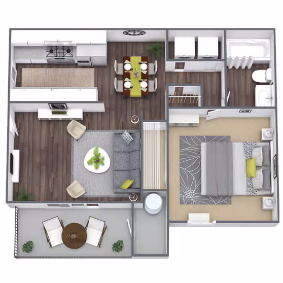 1 Bed - 1 Bath S1093 floor plan